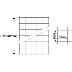Siatka zgrzewana ocynkowana H=1000 mm Ø0,8 mm oczko 13x13 mm rolka 25 mb